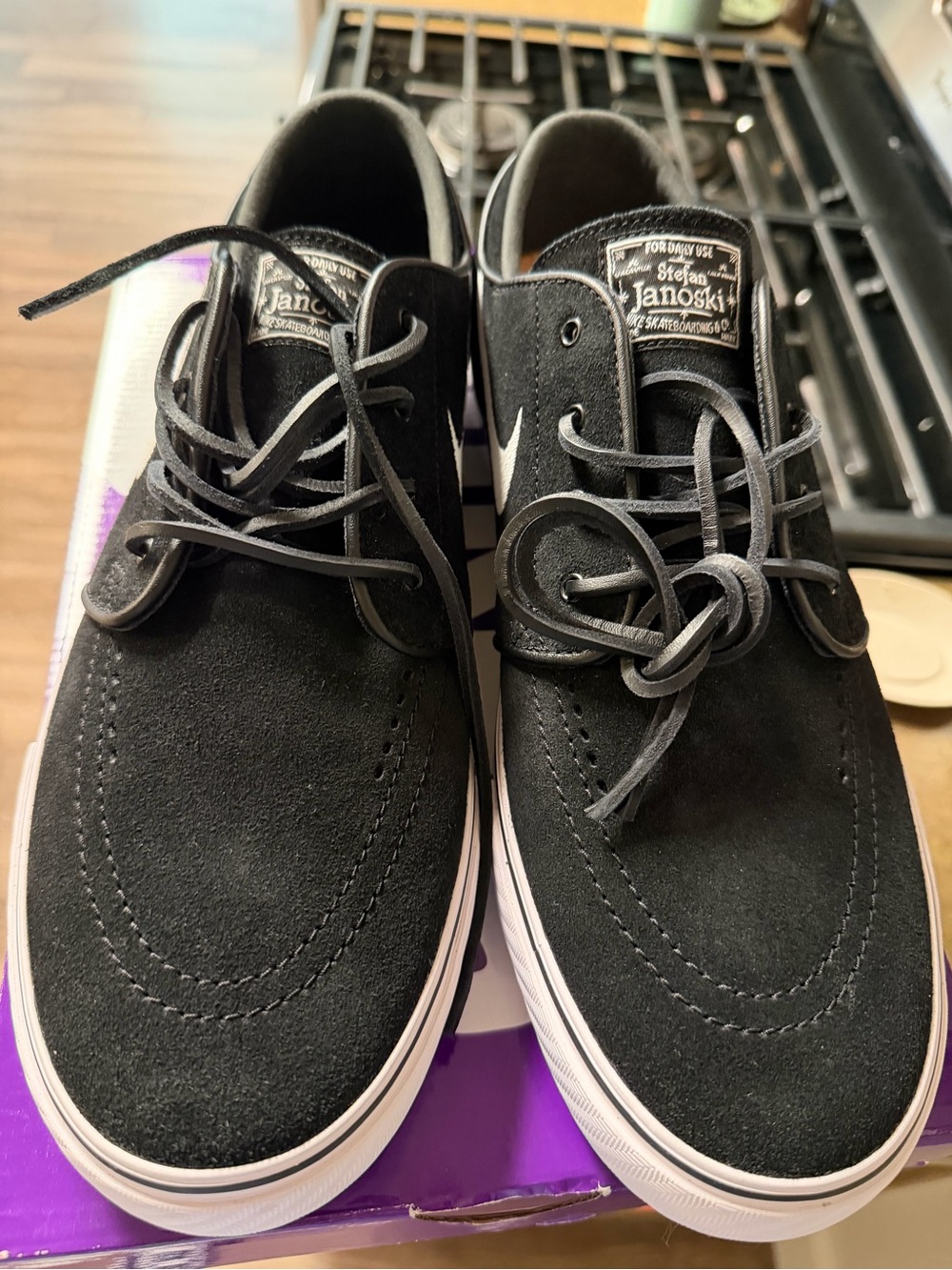 Nike Black Suede Skate Sneakers with White Sole